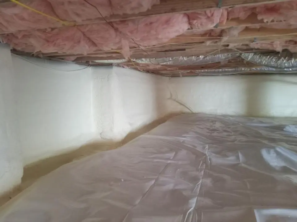 Crawl space encapsulation with closed-cell spray foam for Attic Insulation in Suffolk